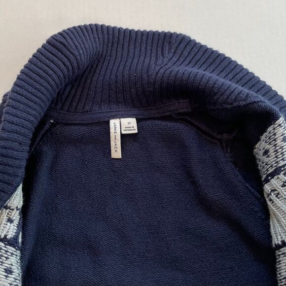 Janie and Jack Navy Blue Reindeer/Fair Isle Shawl Collar Cardigan, 2T - Picture 11 of 13